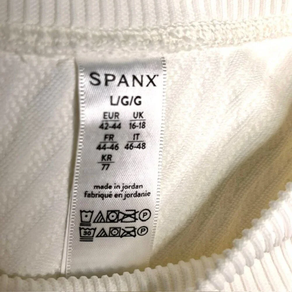 SPANX Swirl Textured Long-Sleeve Base Layer Mock Neck - Ivory - L